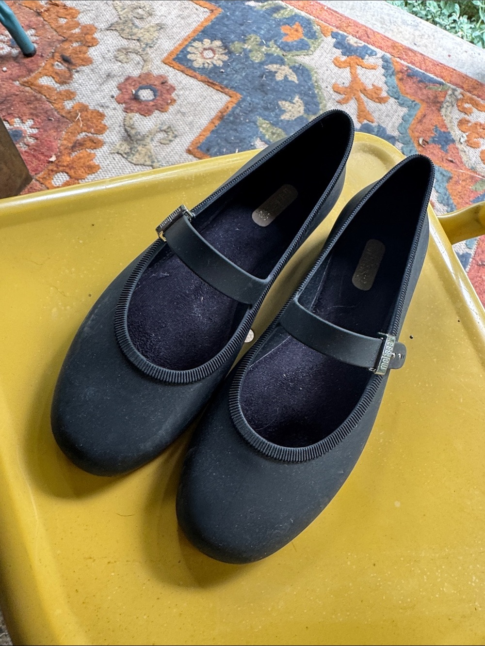 Melissa Black Mary Jane Flats with Strap